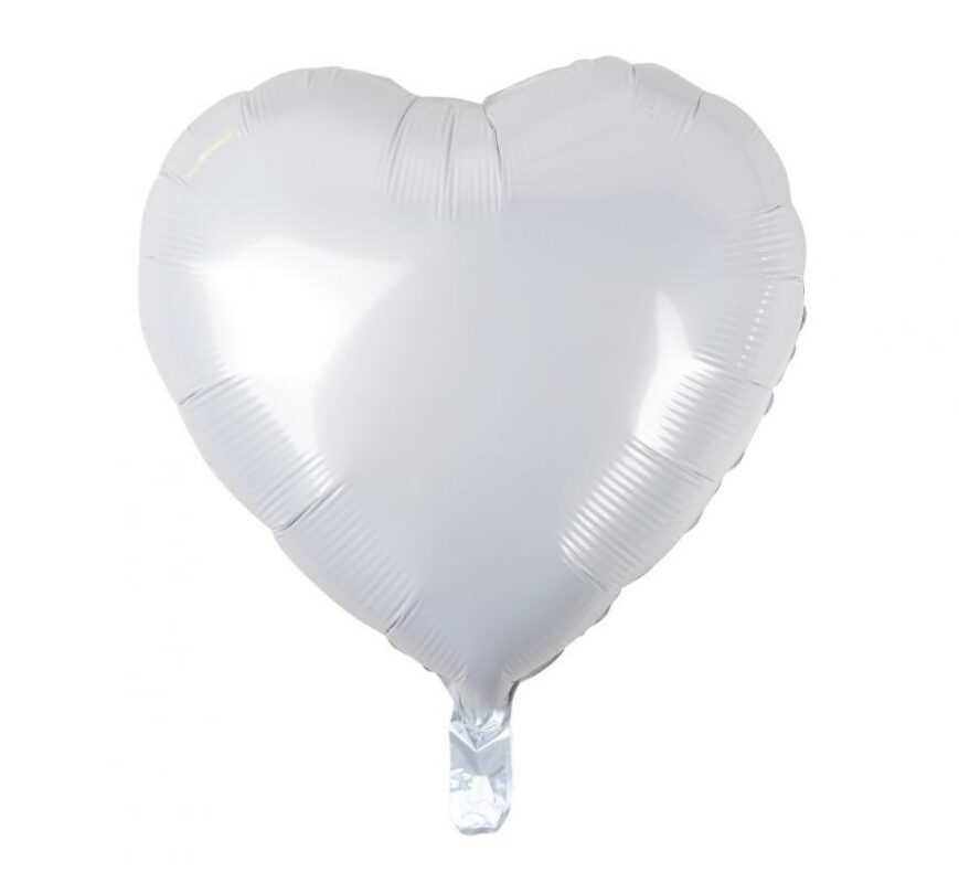 Balon Foliowy z Helem „Serce”, białe, 18″