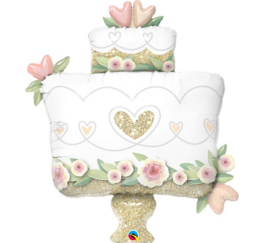 Balon Foliowy z Helem 41″ QL SHP „Złoty Wedding Cake”