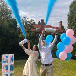 Zestaw Balonów z Helem na Gender party baloniki z dymem i boksem Gdza7232 Oliwia Balony