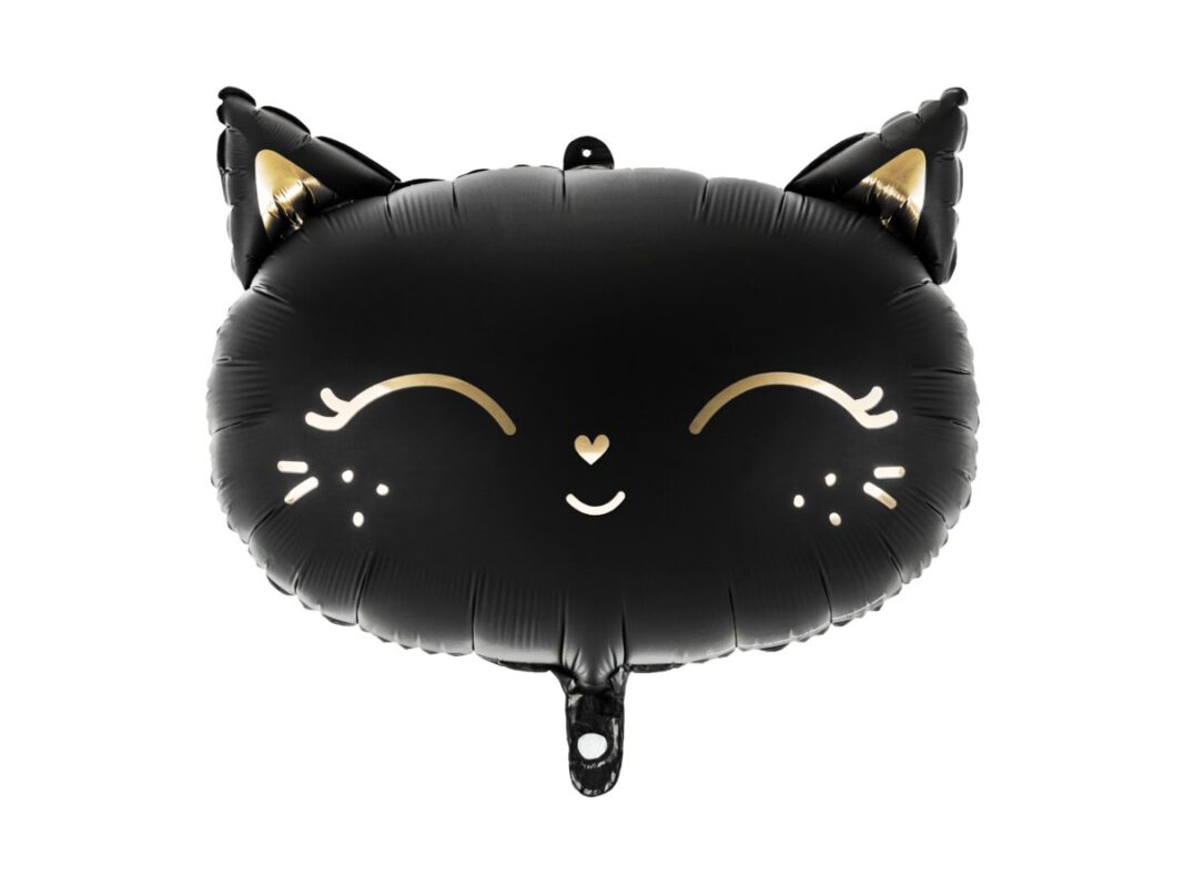Balon Foliowy z Helem Kotek, 48x36cm, czarny