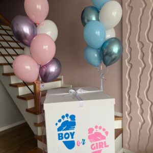 Zestaw Balonów z Helem na gender party z dużym kartonem Whatsapp Image At Oliwia Balony
