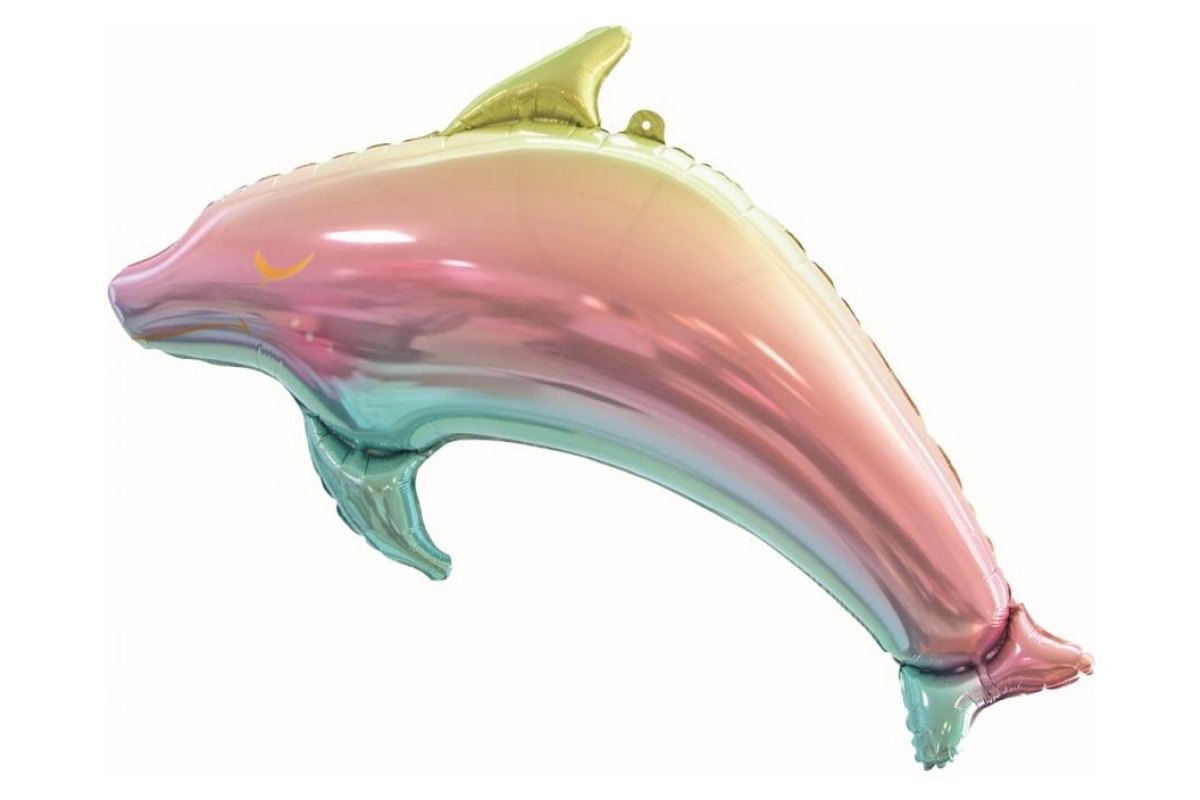 Balon Foliowy z Helem Delfin, tęczowy, 93 cm