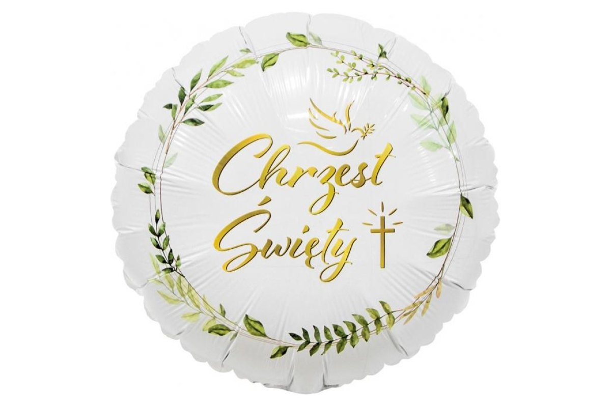 Balon foliowy z Helem Chrzest Święty (gołąbek i krzyż), 18″
