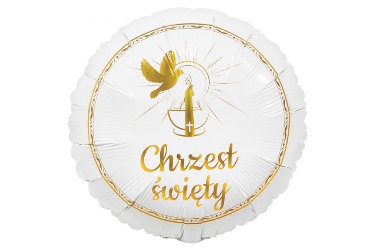 Balon foliowy z Helem Chrzest Święty (gołąbek i świeca), 18″