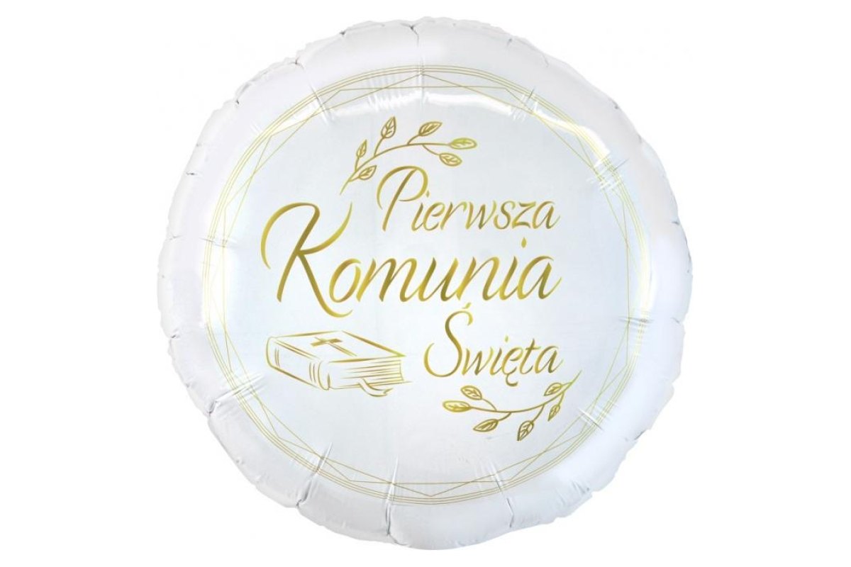 Balon foliowy z Helem Pierwsza Komunia Święta (biblia), okrągły 18″