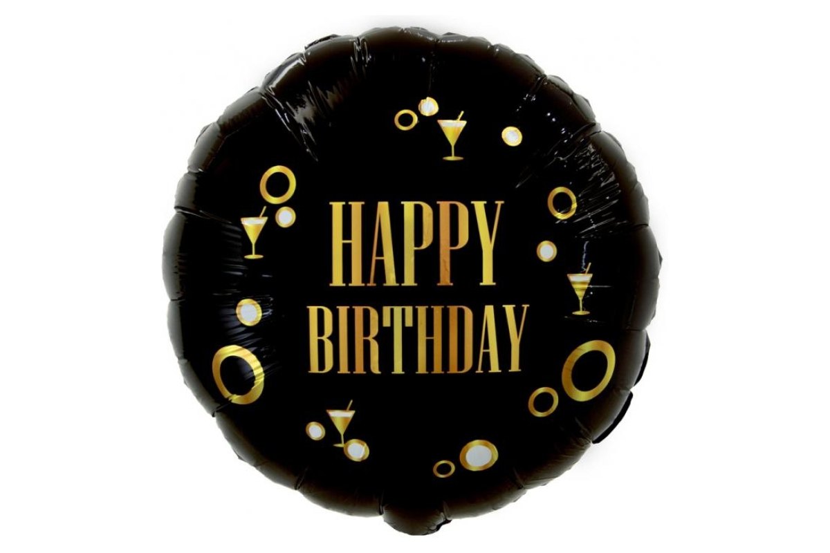 Balon foliowy z Helem Happy Birthday (B&G Party), 18 cali