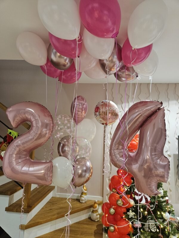 Zestaw Balonów na 24. Urodziny w Różowych Odcieniach ✨🎀