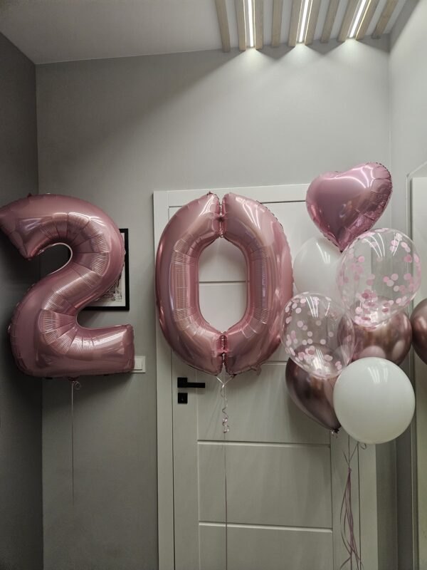 Zestaw Balonów na 20. Urodziny w Różowych Odcieniach ✨🎀