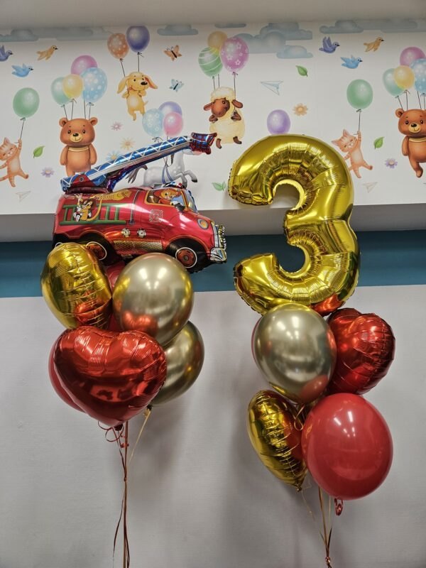Zestaw Balonów z Helem na Urodziny – Strażacka Przygoda! 🚒🎈