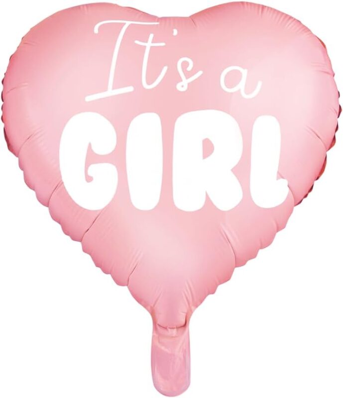 Balon Foliowy Serce z Napisem It’s a Girl- Baby Shower Narodziny Gender Reveal Party Urodziny Balon Foliowy Różowe Serce – Wysokość ok. 45 cm