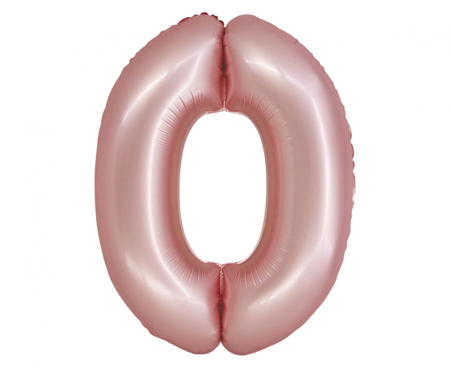 Balon foliowy Smart, Cyfra 0, j. różowa matowa, 76 cm