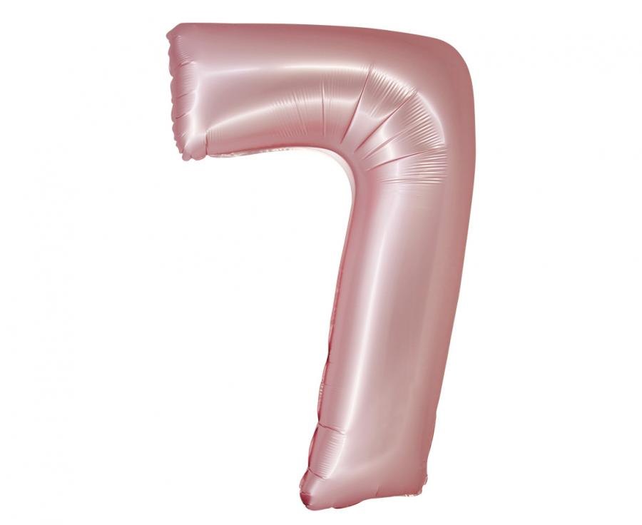 Balon foliowy Smart, Cyfra 7, j. różowa matowa, 76 cm