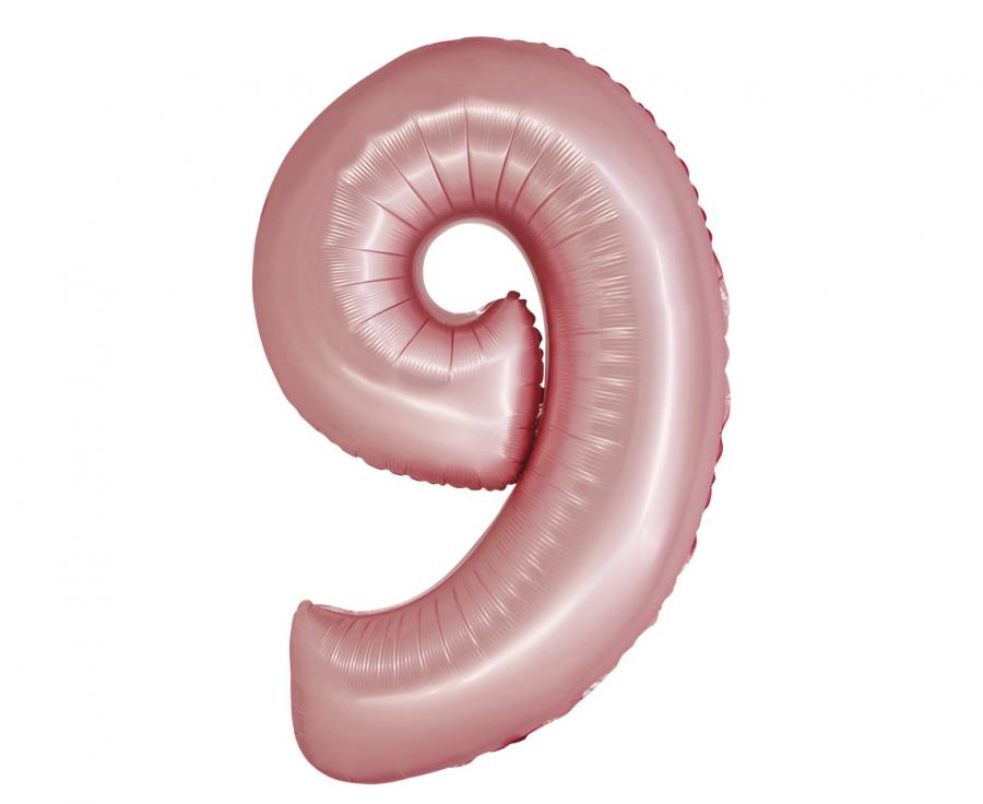 Balon foliowy Smart, Cyfra 9, j. różowa matowa, 76 cm