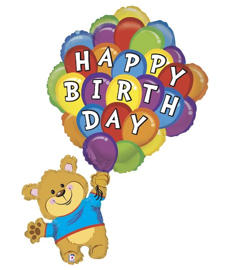 Balon Grabo 42” 107cm Birthday Balloon Bear