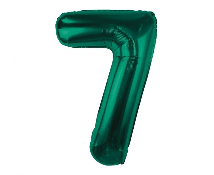 Balon foliowy B&C, cyfra 7, zieleń butelkowa, 85 cm