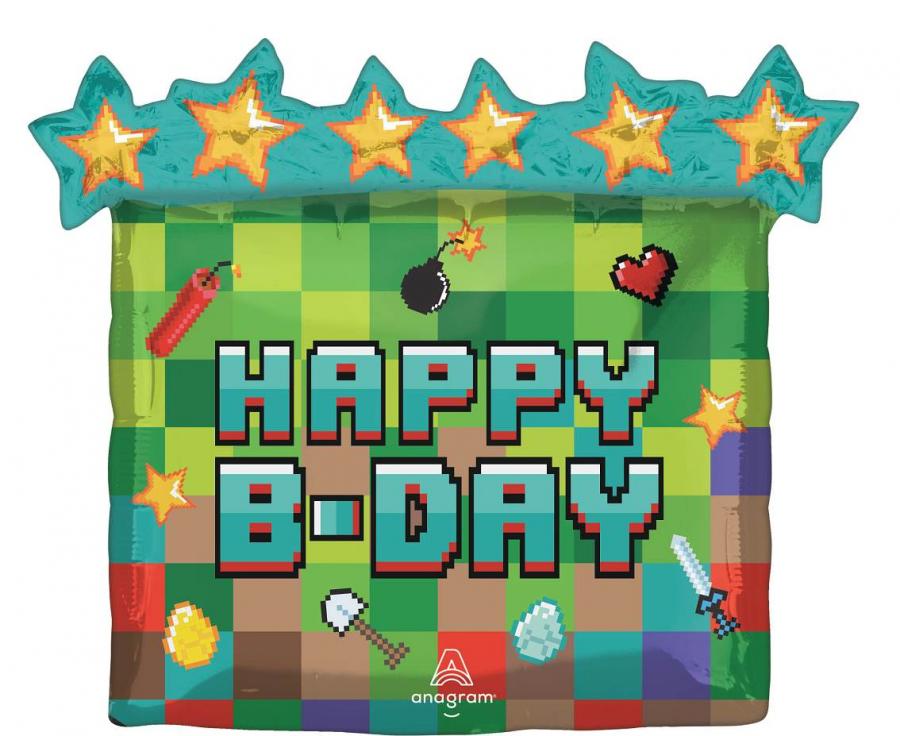 Balon foliowy Super Shape Pixel Party, 63 x 58 cm