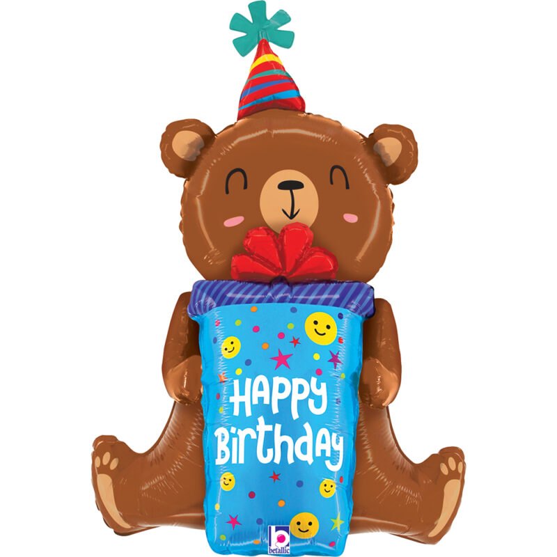 Balon foliowy Grabo 34”, Birthday Smiley Gift Bear