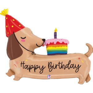 Balon foliowy Grabo 43” / 94x67x23 cm, Happy BDay Dachshund Balon-foliowy-grabo-43-94x67x23-cm-happy-bday Oliwia Balony