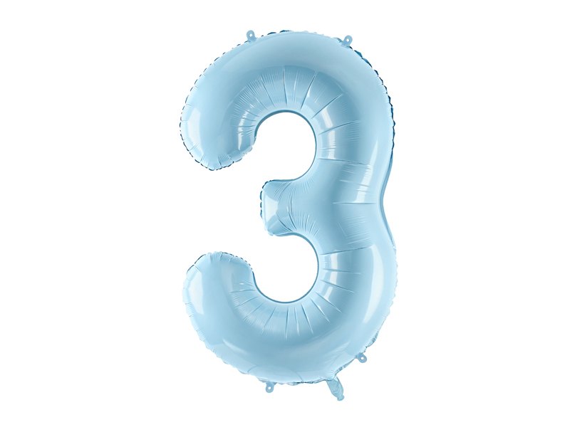 Balon foliowy Cyfra ”3”, 86cm, jasny niebieski