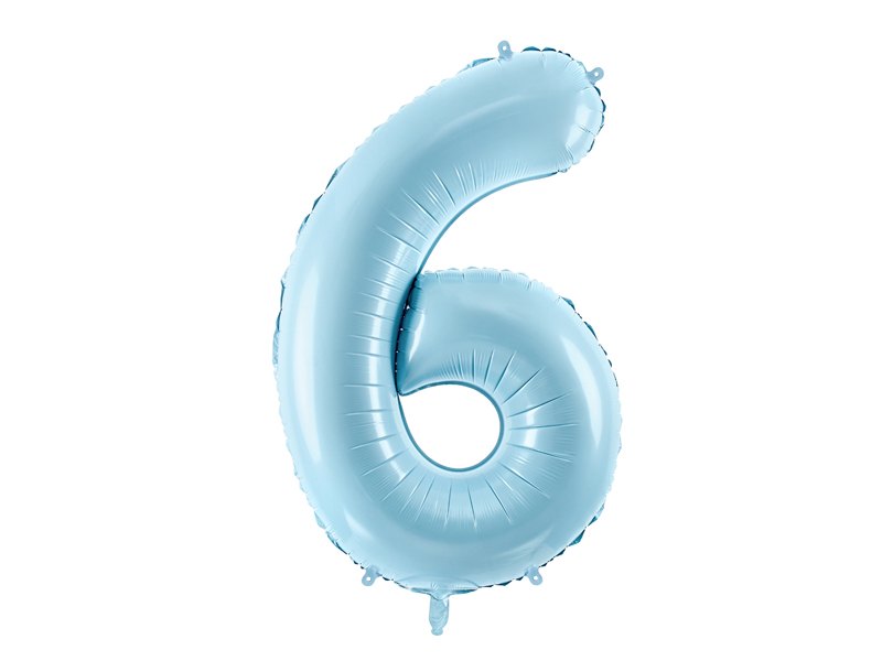 Balon foliowy Cyfra ”6”, 86cm, jasny niebieski