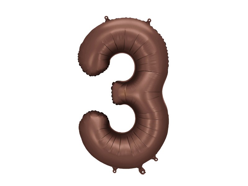 Balon foliowy Cyfra '3′, 86cm, mocca