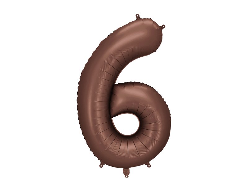 Balon foliowy Cyfra '6′, 86cm, mocca
