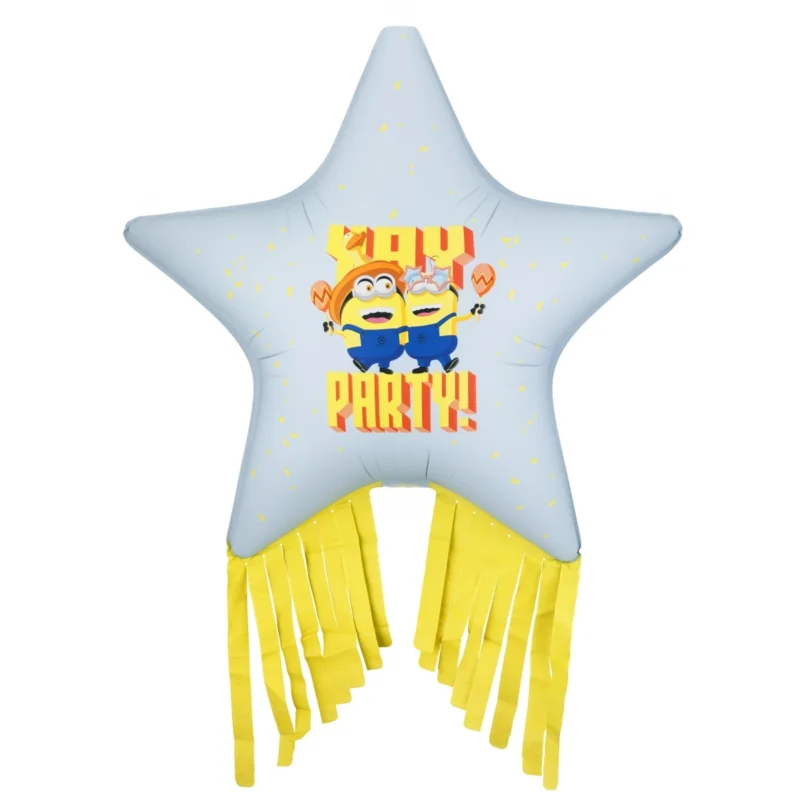 Balon foliowy Gwiazda z frędzlami Minionki, 72×72 cm, mix