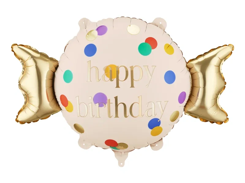 Balon foliowy Cukierek Happy Birthday, 61×37 cm
