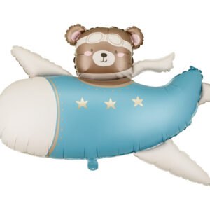 Foil balloon Bear in Airplane, 94x61 cm, light blue Pol_pl_balon-foliowy-jasny-niebieski-mis-w-samolocie-94x61cm-12342_2 Oliwia Balony